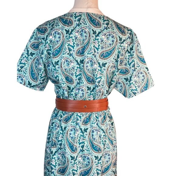2/$50 NEW Bohemian Large Paisley V-Neck Maxi Wrap Dress Belt Large Slit - Picture 12 of 16